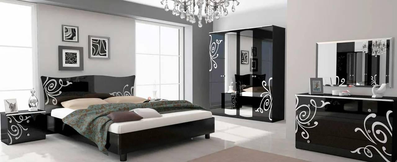 Спальня Світ Меблів Фелиция новая 4Д3 ДСП Черный/Лак