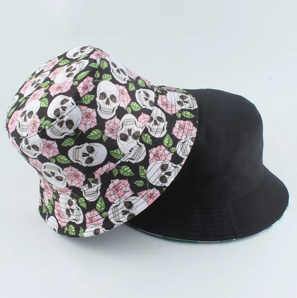 Панама двухсторонняя Череп и Роза унисекс