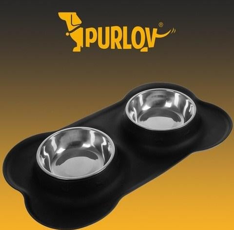 Миска для корму та води подвійна з нержавіючої сталі для котів та собак антиковзка - фото 4 Миска для корму та води подвійна з нержавіючої сталі для котів та собак антиковзка - фото 4