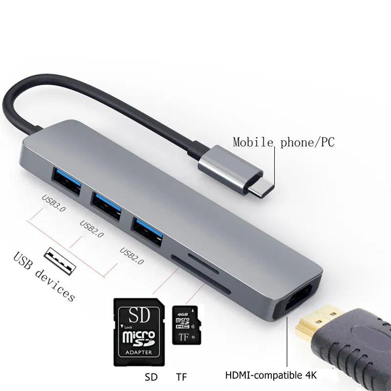 USB-хаб мультифункціональний 7в1 з входом HDTV/USB3.0/2USB2,0/SD/TF/PD (10512629) - фото 7