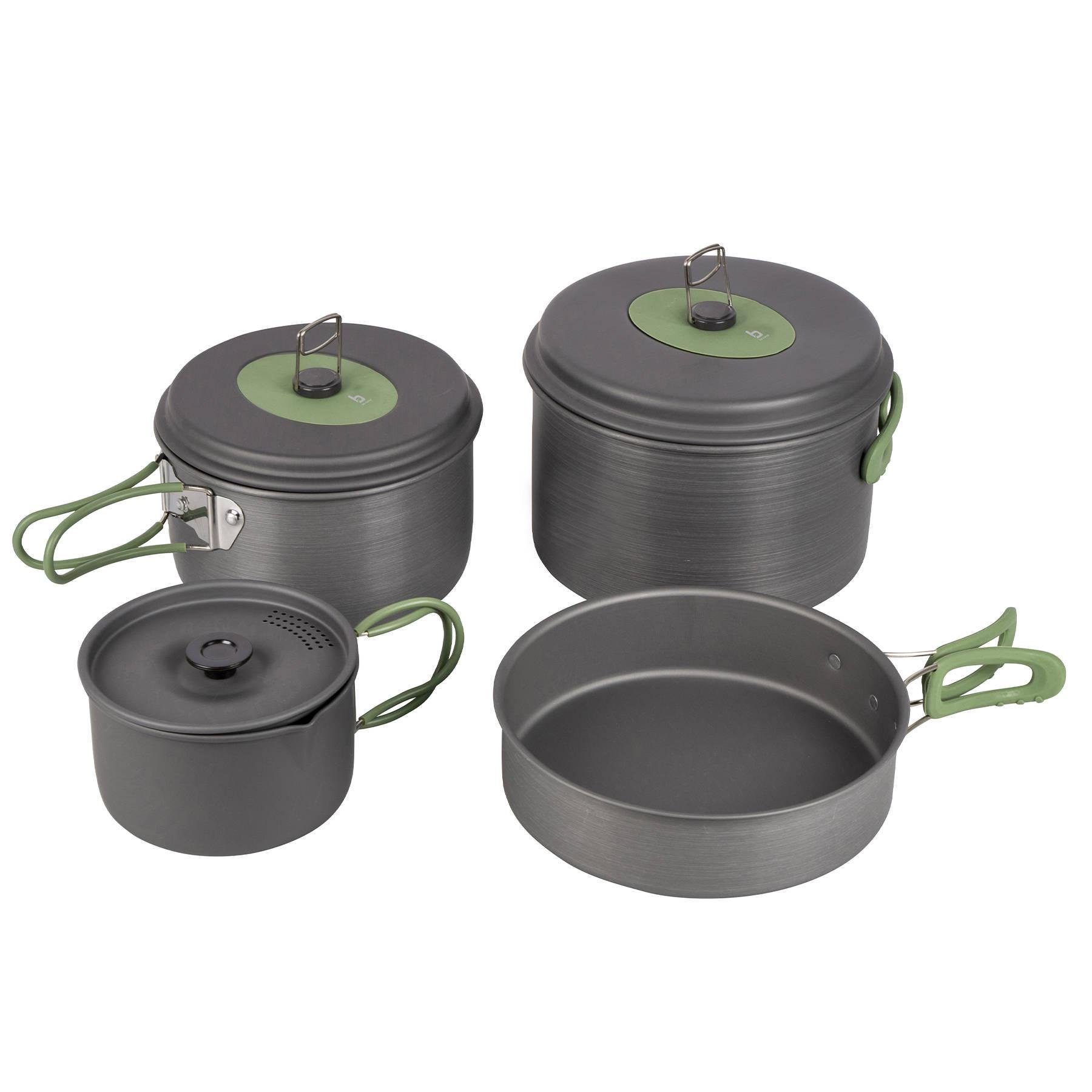 Набір посуду Bo-Camp Explorer 4 Pieces Hard Anodized Grey/Green (2200244) - фото 1