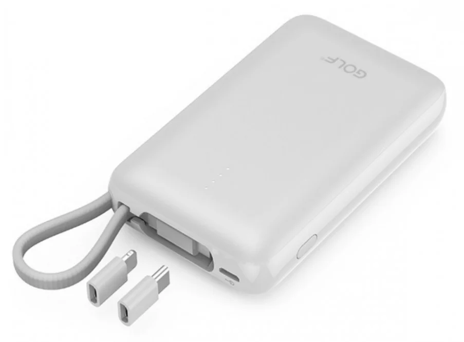 Внешний аккумулятор Golf G74 10000 mAh с переходниками White