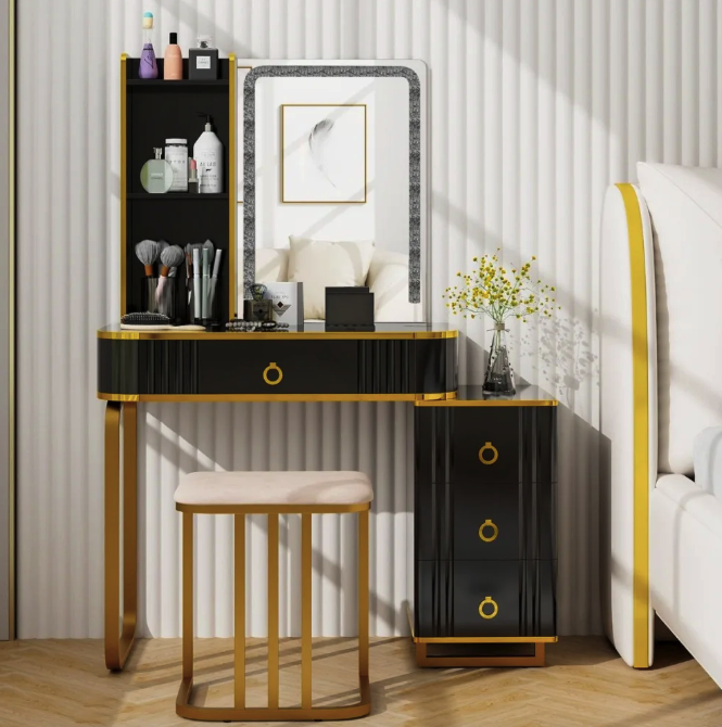 Туалетный столик Costway Vicci с пуфом/зеркалом LED Черный (5019) Туалетный столик Costway Vicci с пуфом/зеркалом LED Черный (5019)