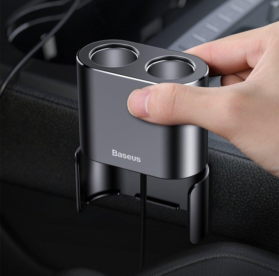 Зарядное устройство автомобильное BASEUS High efficiency one to two cigarette lighter Black (CRDYQ-01) - фото 2