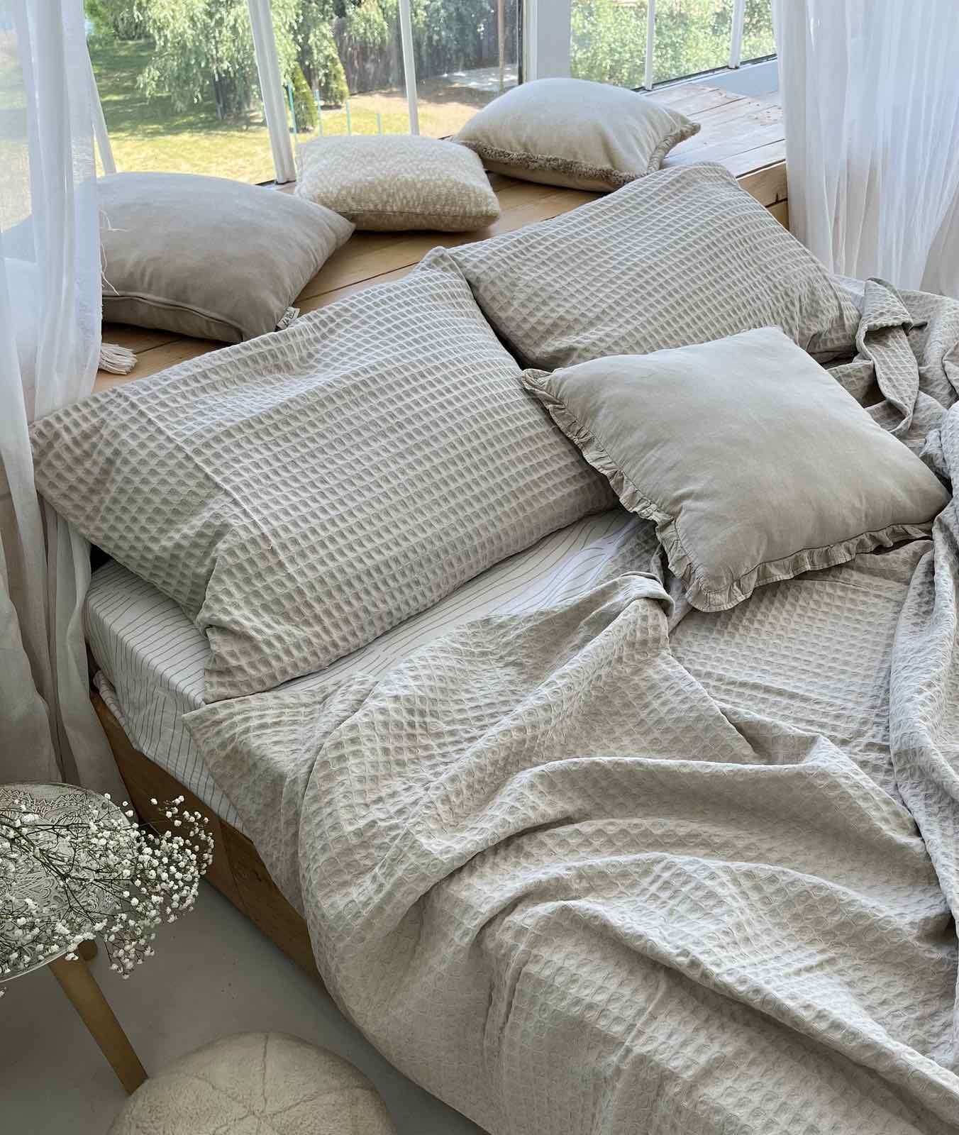 Покрывало ZEINTEX Greece вафельное 220х240 см Серо-бежевый (18094216) - фото 7