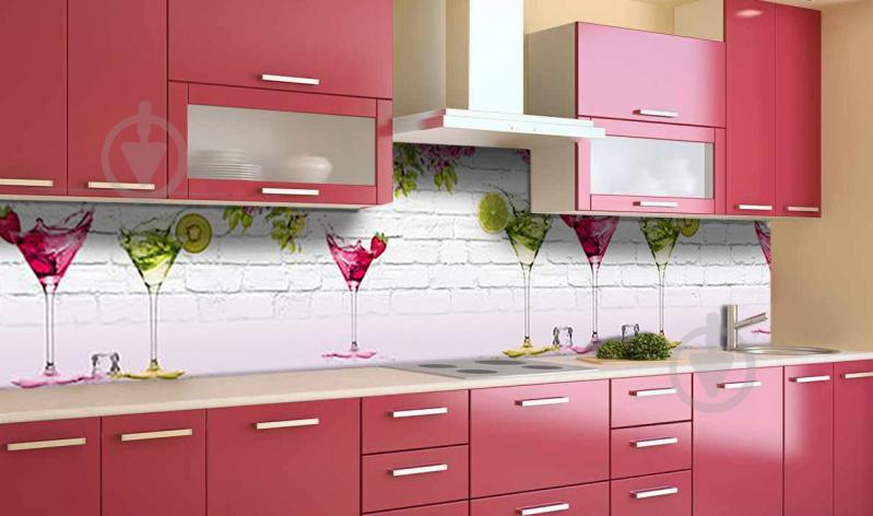 Наклейка виниловая кухонный фартук  Zatarga  "Яркие коктейли"  600х2500 мм