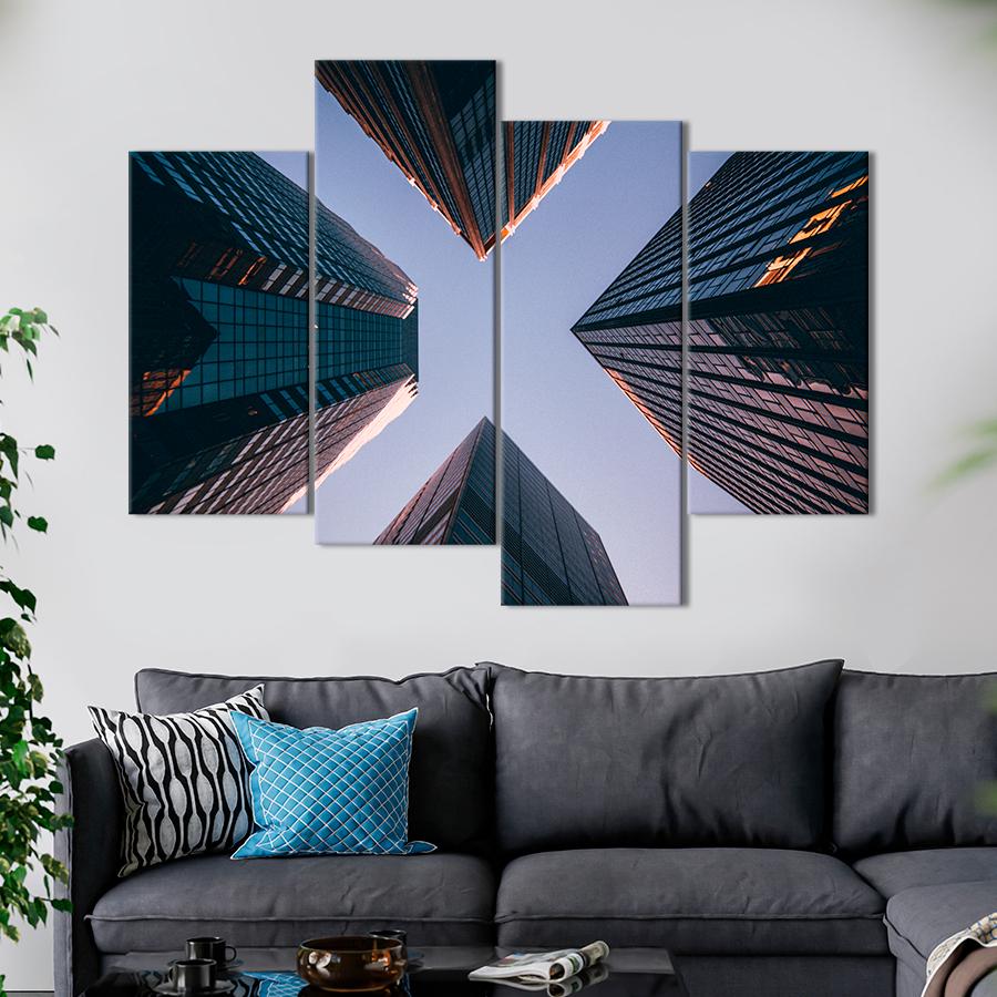 Картина город Высокие стеклянные небоскрёбы 149x106 см (A720-4)