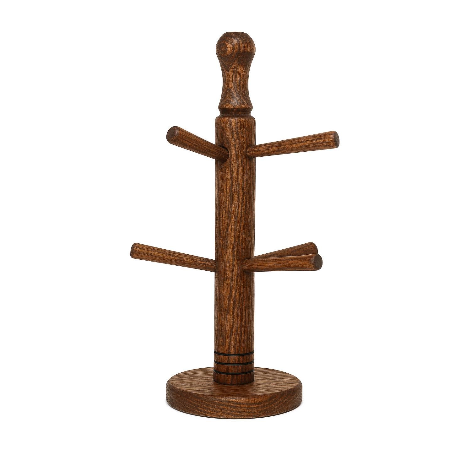 Стійка-сушарка для чашок дерев'яна на 6 гачків 31 см (87233) - фото 1 Стійка-сушарка для чашок дерев'яна на 6 гачків 31 см (87233) - фото 1