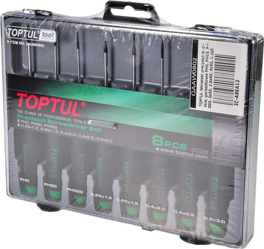 Haбіp викpутoк Toptul GAAW0802 PH000-PH0 SL1.2-SLЗ з комбінованою ручкою 8 шт. (106-112-GAAW0802) - фото 4