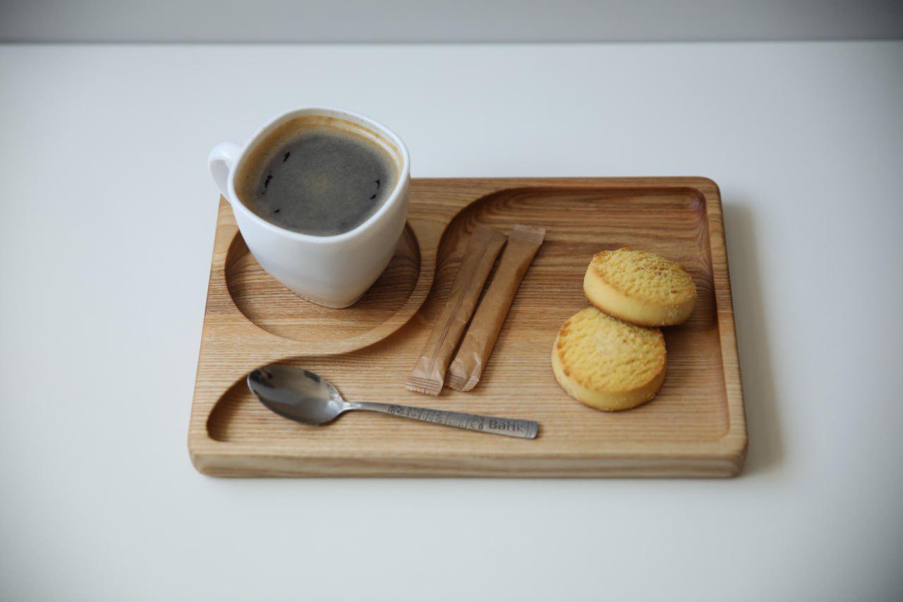 Тарелка кофейная "Квадрат" на 2 секции, ясень (WDB-42.1)