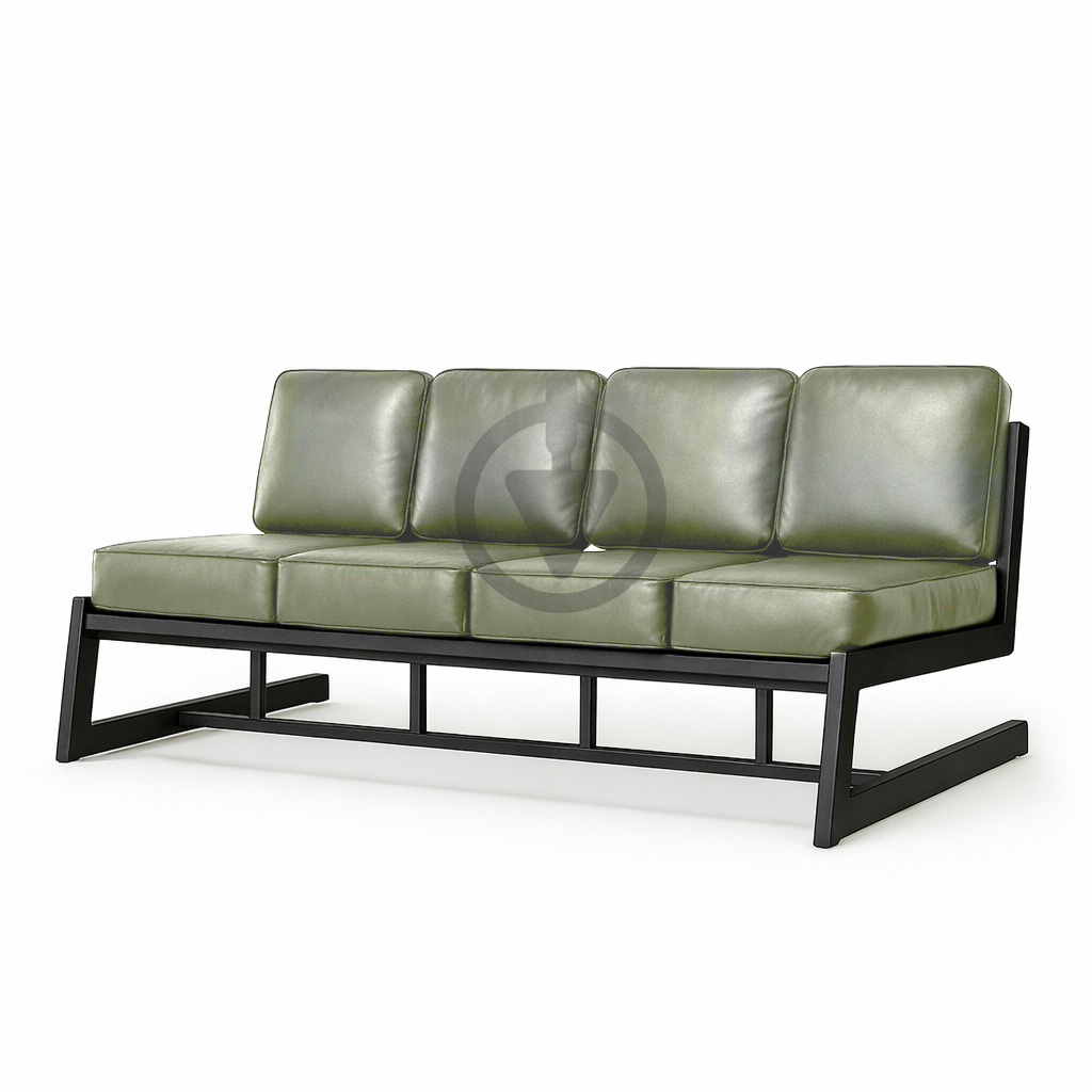 Диван металлический AVVS Атлас лофт экокожа 246 см Оливковый