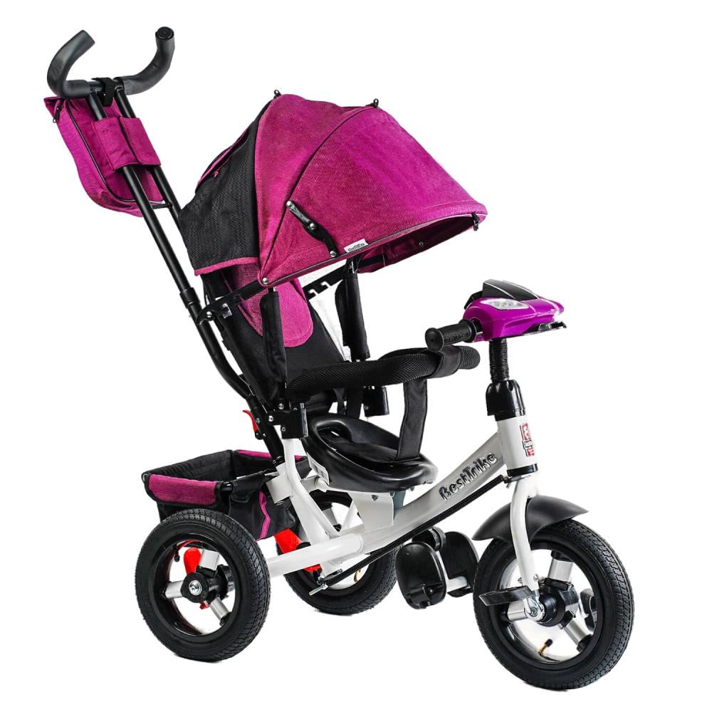 Велосипед 3-х колесный детский Best Trike надувные колеса фара с USB пультом Pink (125065)