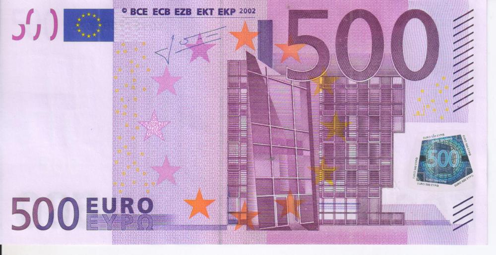 Коллекционная банкнота Германия 500 евро 2002 X R019 AU-UNC (Б06037)