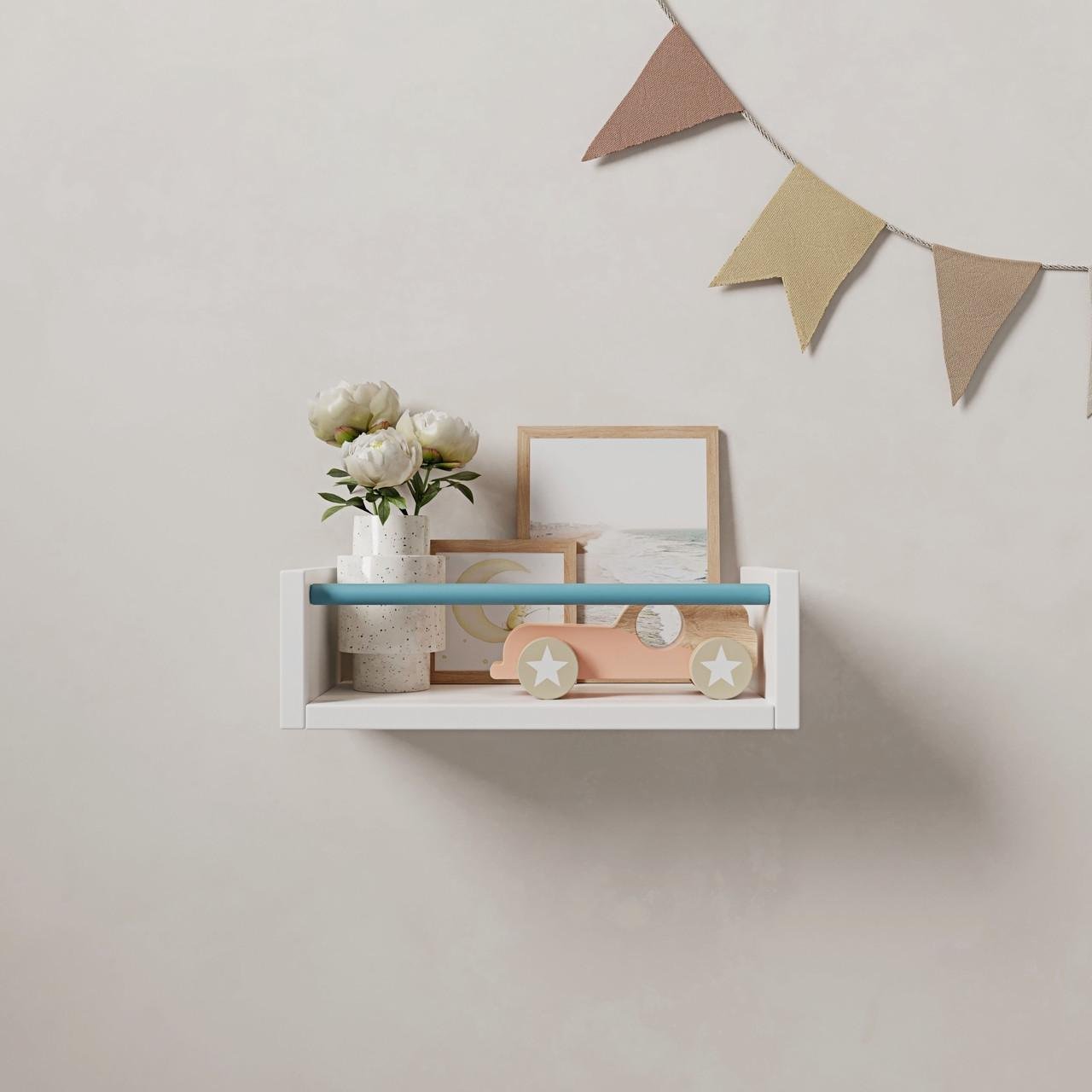 Полка настенная DNP-1 для книг детская с нагелем 318х150х100 мм Белый/Синий (22100597)