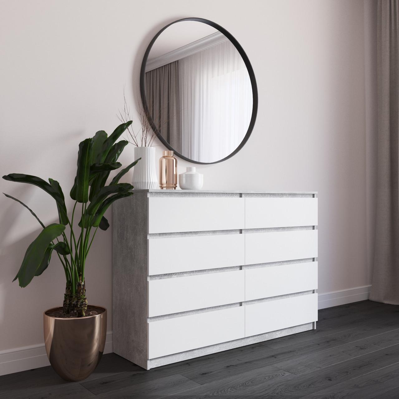 Комод з шухлядами Вайс R-8 140х40х98 см Бетон/Білий (30344940) - фото 1 Комод з шухлядами Вайс R-8 140х40х98 см Бетон/Білий (30344940) - фото 1