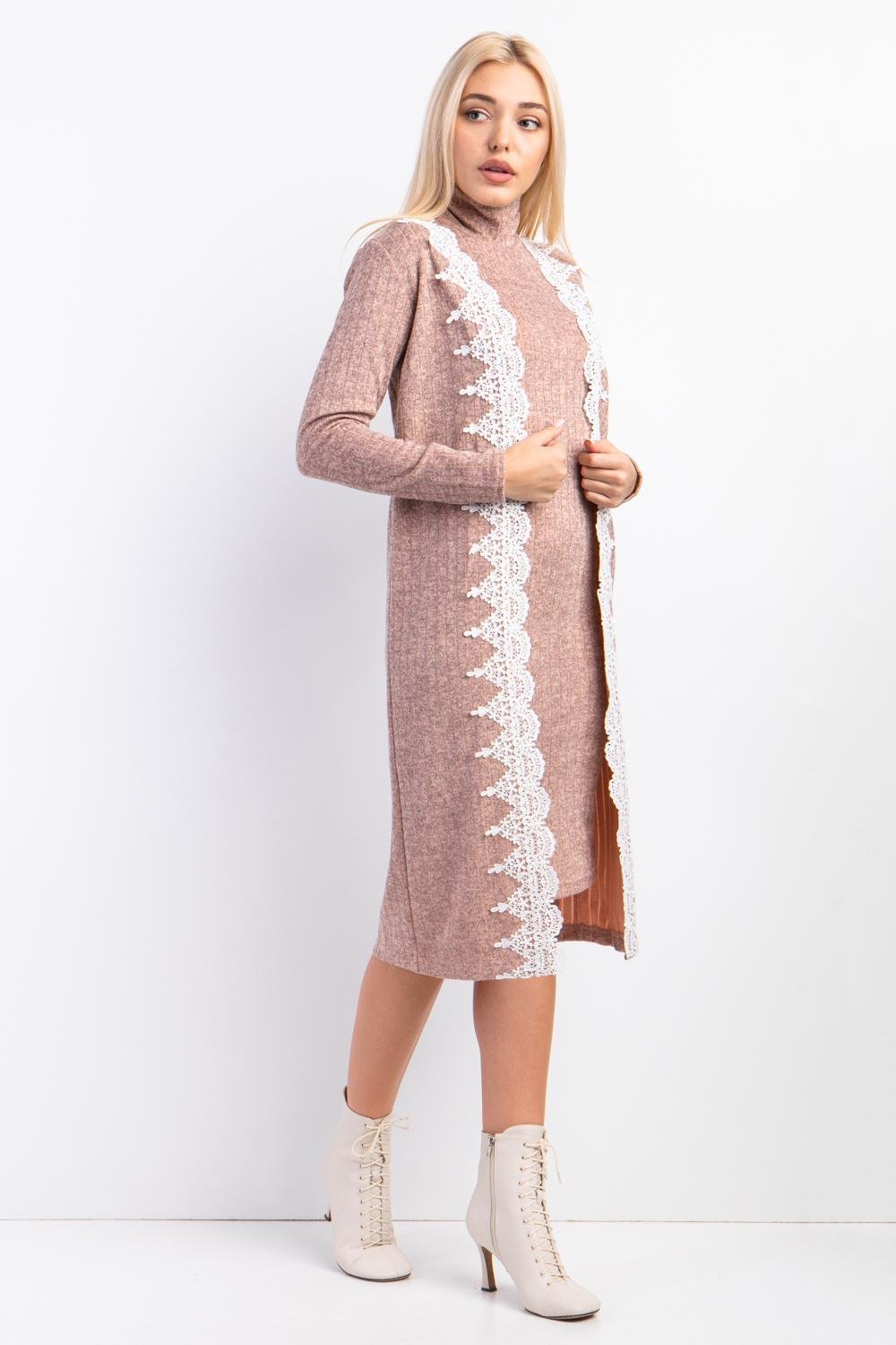 Платье женское Diва с кардиганом М Пудровый (017)