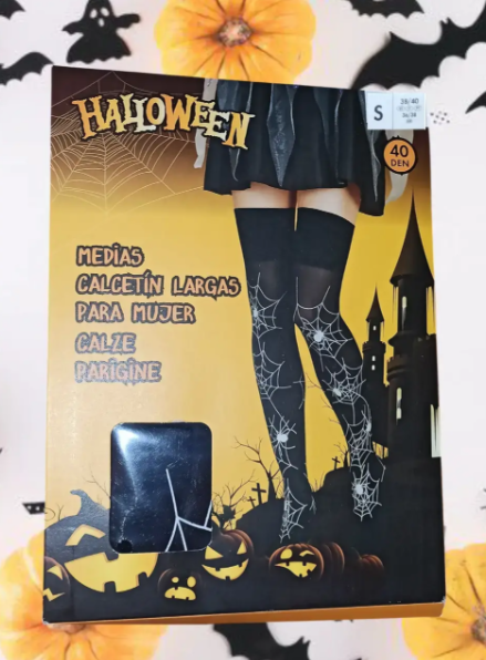 Чулки для Хэллоуина с паутиной S Черно-белый (681711) - фото 3 Чулки для Хэллоуина с паутиной S Черно-белый (681711) - фото 3