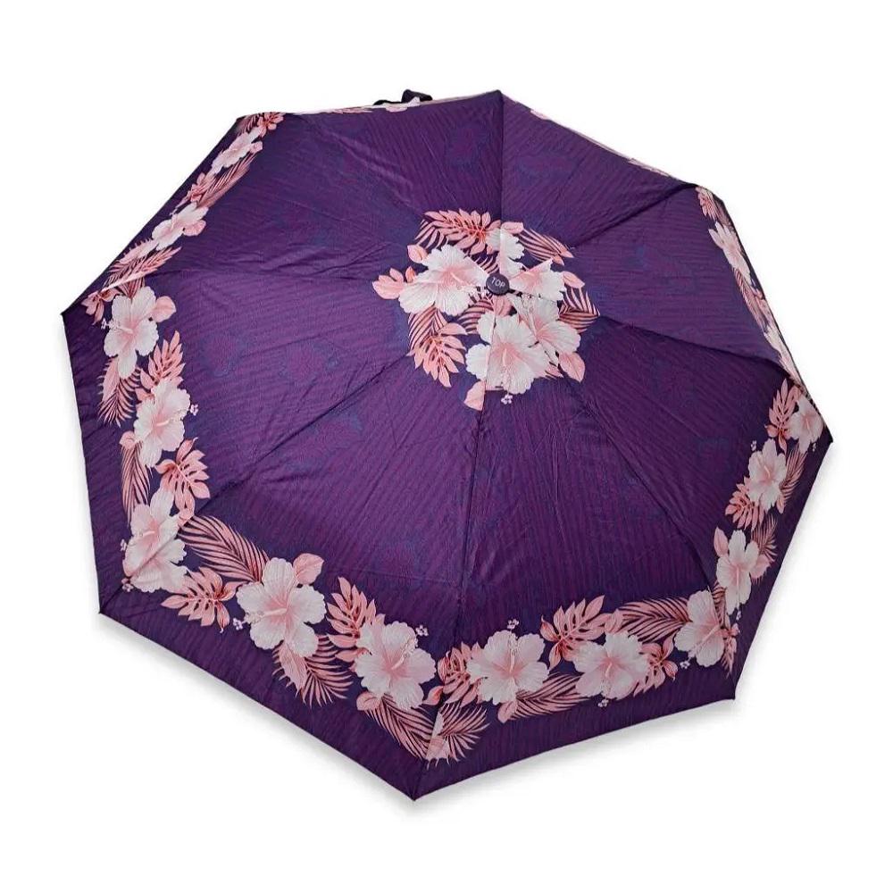 Зонтик Stenson R95185 с чехлом цветочный принт 8 спиц 110 см Фиолетовый/Розовый (617842)