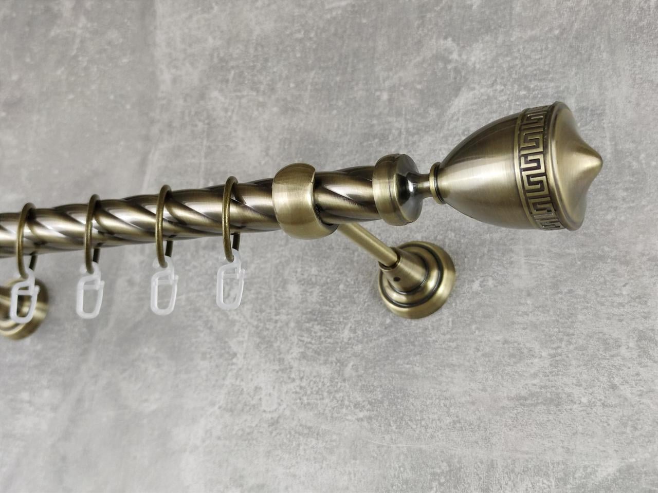 Карниз MStyle металлический для штор однорядный Афина 25 мм крученый 300 см Антик (5011198)