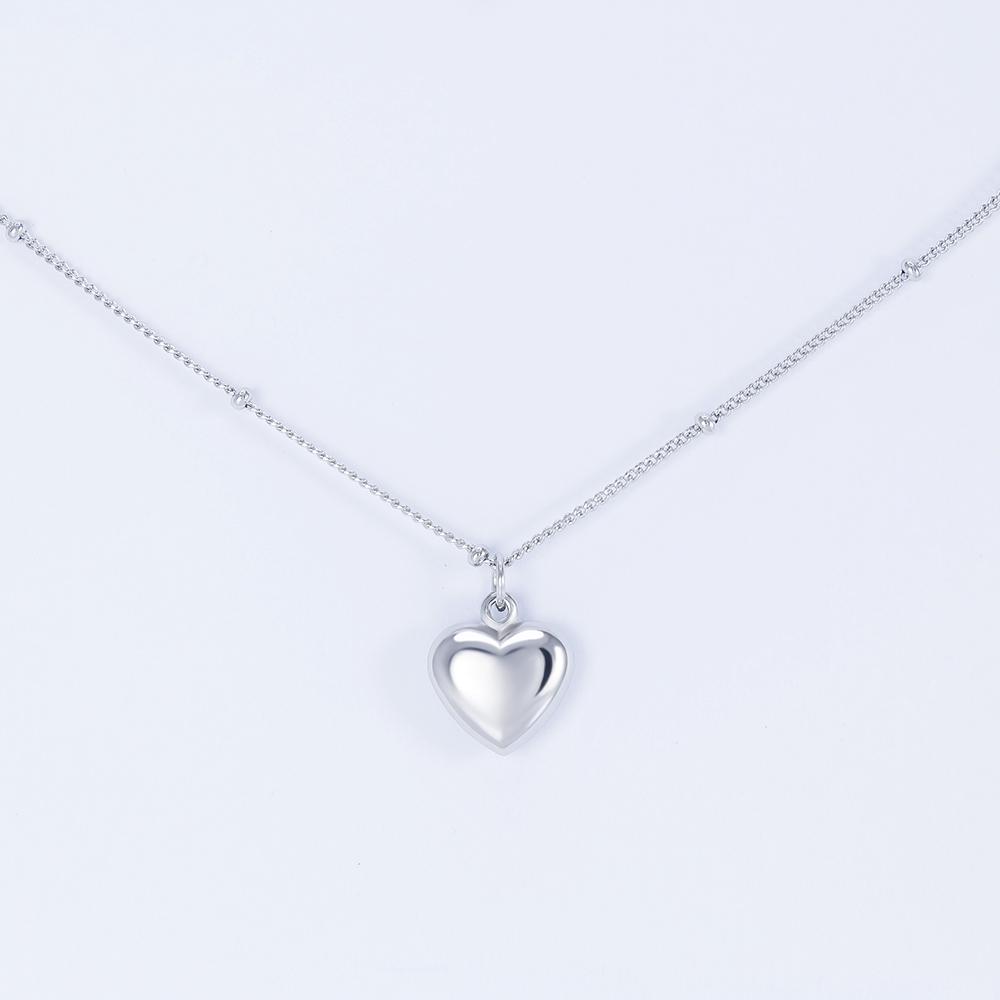 Колье серебряное с объемным сердцем 40 + 5 см (kl2-52)