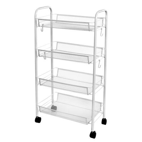 Этажерка на колесах Stenson WW01357-W металлическая 85x27x45 см White (21264610)
