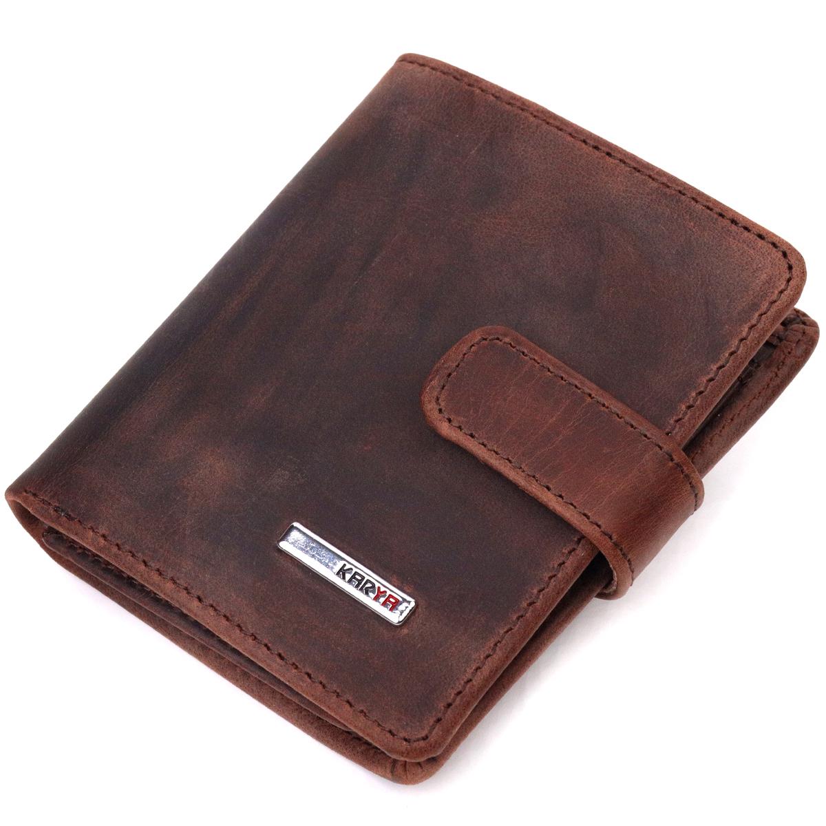 Кошелек мужской KARYA Men's Wallet 21328 из винтажной кожи Коричневый (B55044)