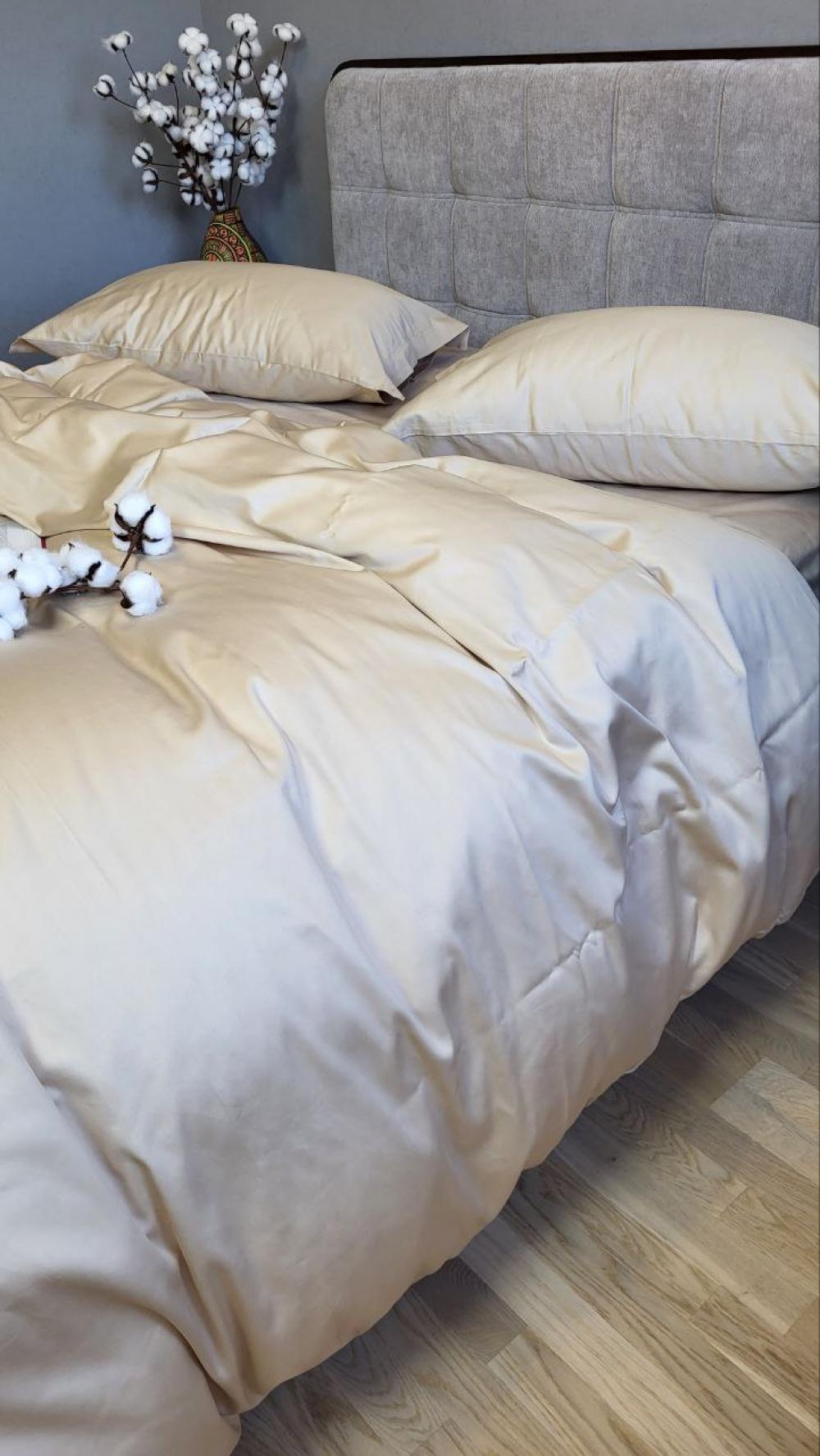 Комплект постільної білизни на резинці Моно сатин Premium сімейний/наволочки 50х70/70х70 см Sandy Shore (5775) - фото 6