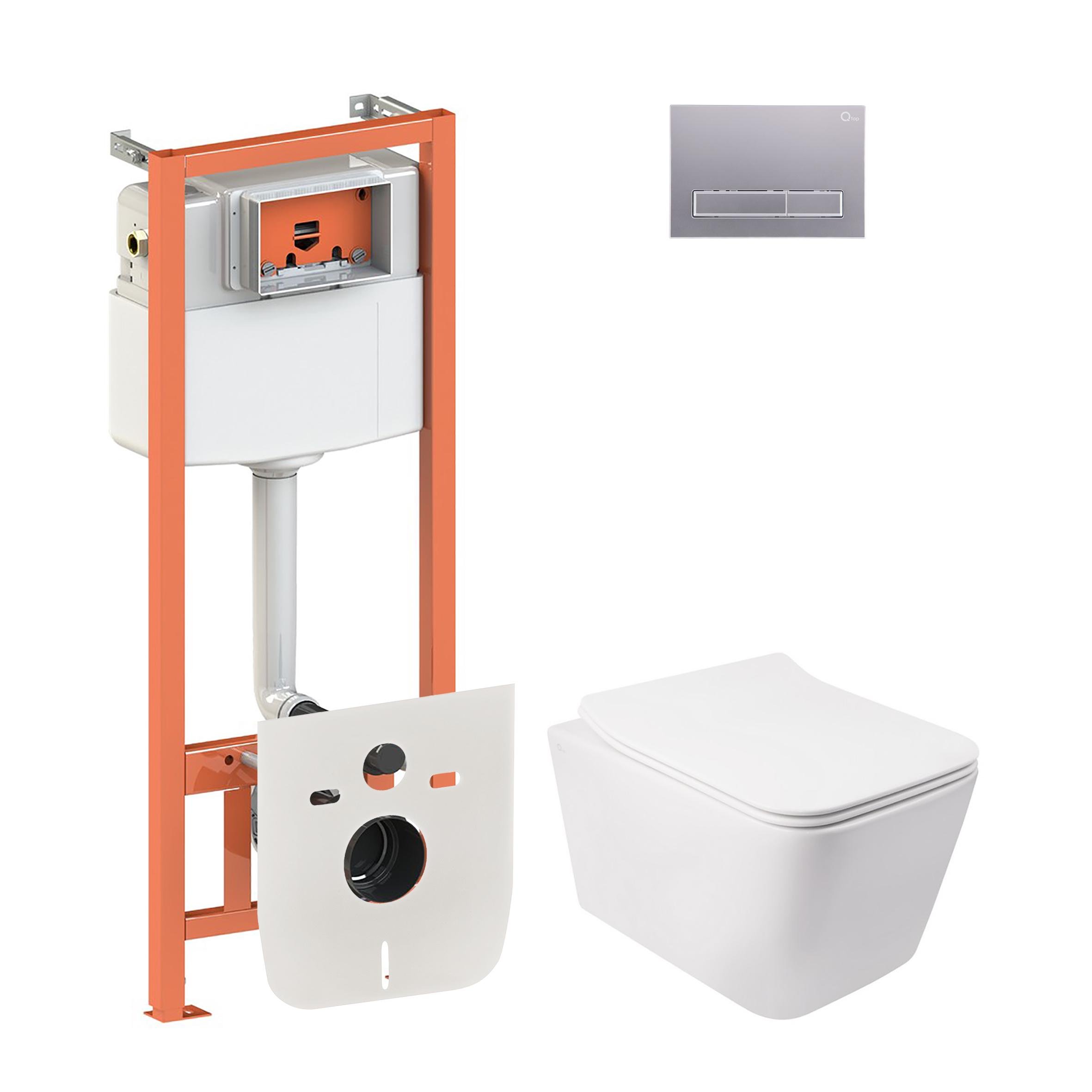 Комплект инсталляции Q-tap Nest QT05335170W0133M425M08382SAT с унитазом кнопка Сатин (124756)