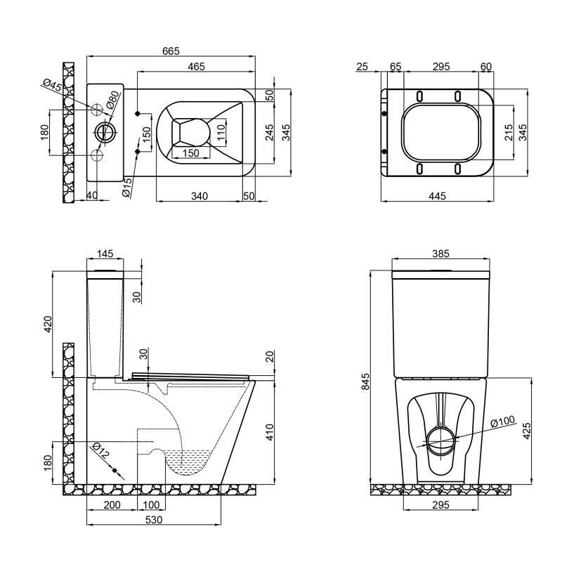 Унітаз підлоговий Qtap Tern Rimless з сидінням Slim Duroplast/Soft-close/Quick relase 675x375x820 мм White (10948106) - фото 2