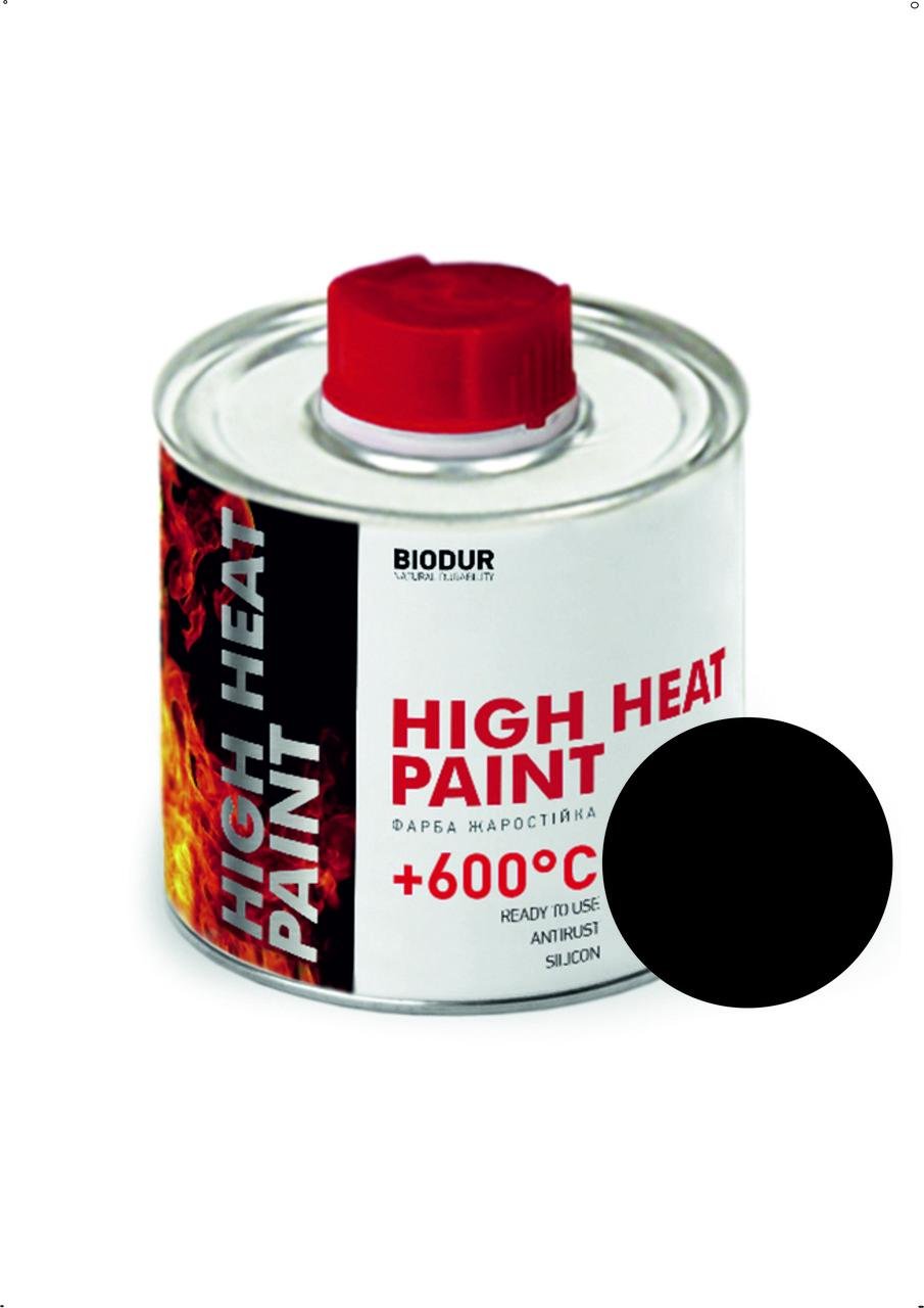 Краска жаростойкая Biodur High Heat Paint для металлических поверхностей до 600°С 200 мл Черный (28716034)