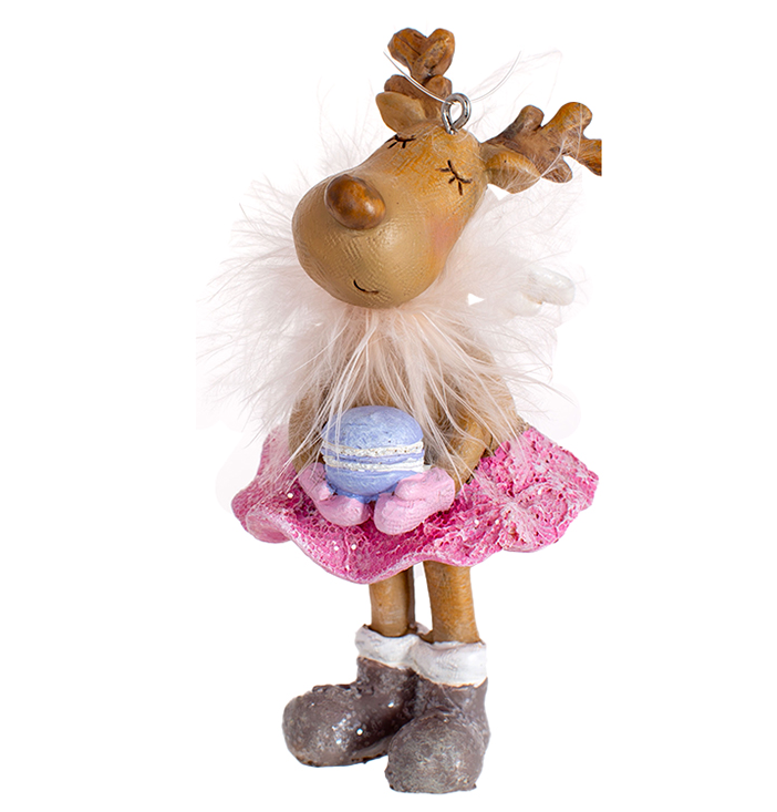Подвеска новогодняя декоративная BonaDi Олень-девочка с пирожным (831-419)