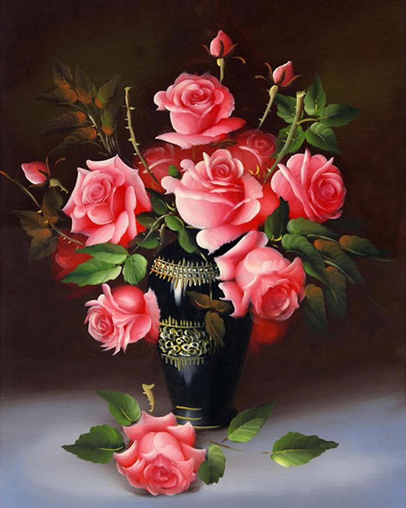 Алмазна мозаїка Emerald Craft Троянди в чорній вазі 30x40 см (23796)