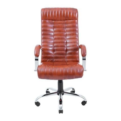 Кресло офисное компьютерное Provence VIP Хром M1 Tilt натуральная кожа Lux Коричневый