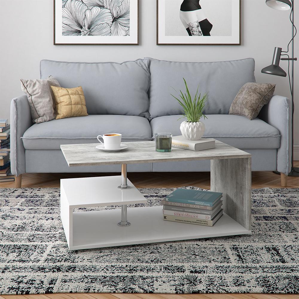 Столик кофейный 91x53 Vicco Guillermo Белый/Бетон - фото 2 Столик кофейный 91x53 Vicco Guillermo Белый/Бетон - фото 2