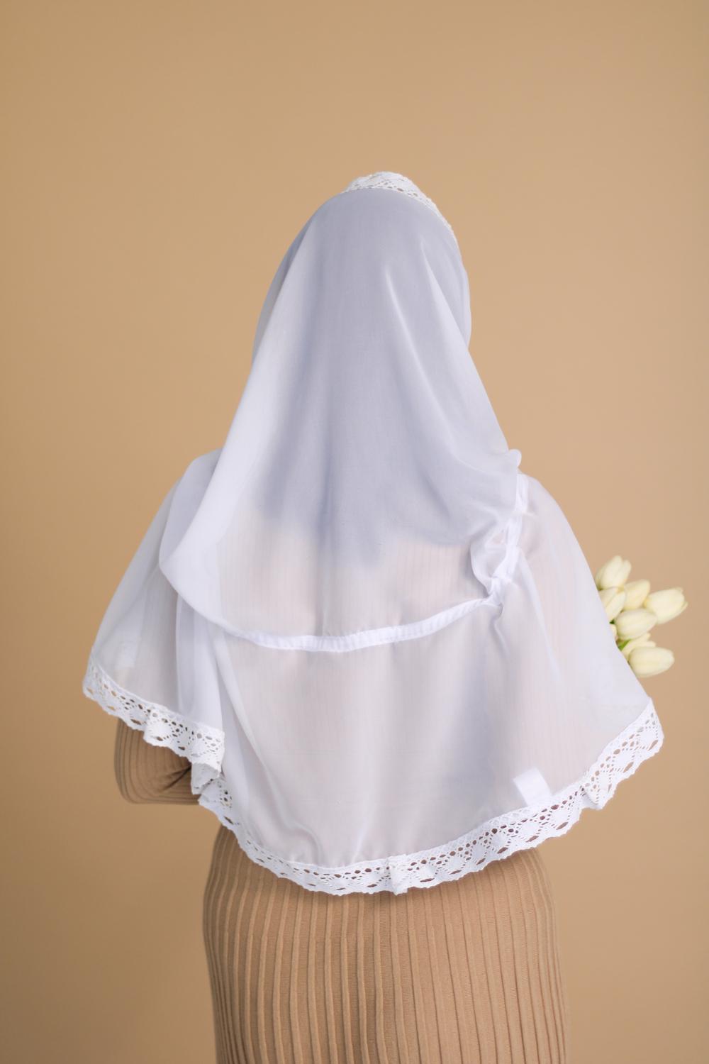 Палантин для храму на голову Білий (п012) - фото 3 Палантин для храму на голову Білий (п012) - фото 3