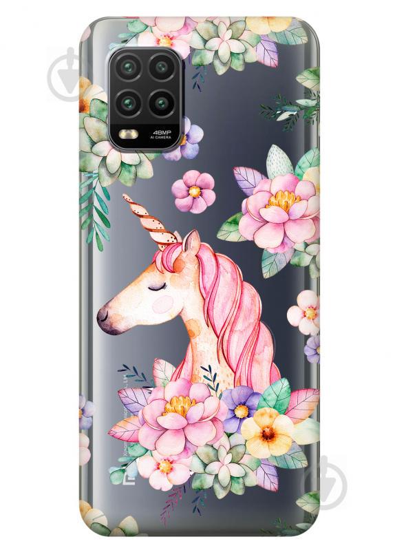 Cиликоновый чехол iSwag для Xiaomi Mi 10 Lite Единорог в цветах (KS2245)