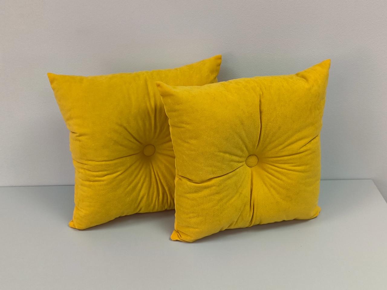 Декоративная подушка из велюра с пуговицей 40x40 см Желтый (2084457555) - фото 2