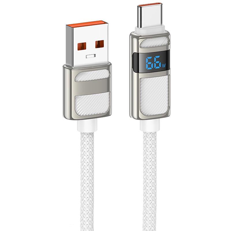 Дата-кабель Hoco U137 Line with display USB to Type-C 5A/66W 1,2 м White (00000073870_2)