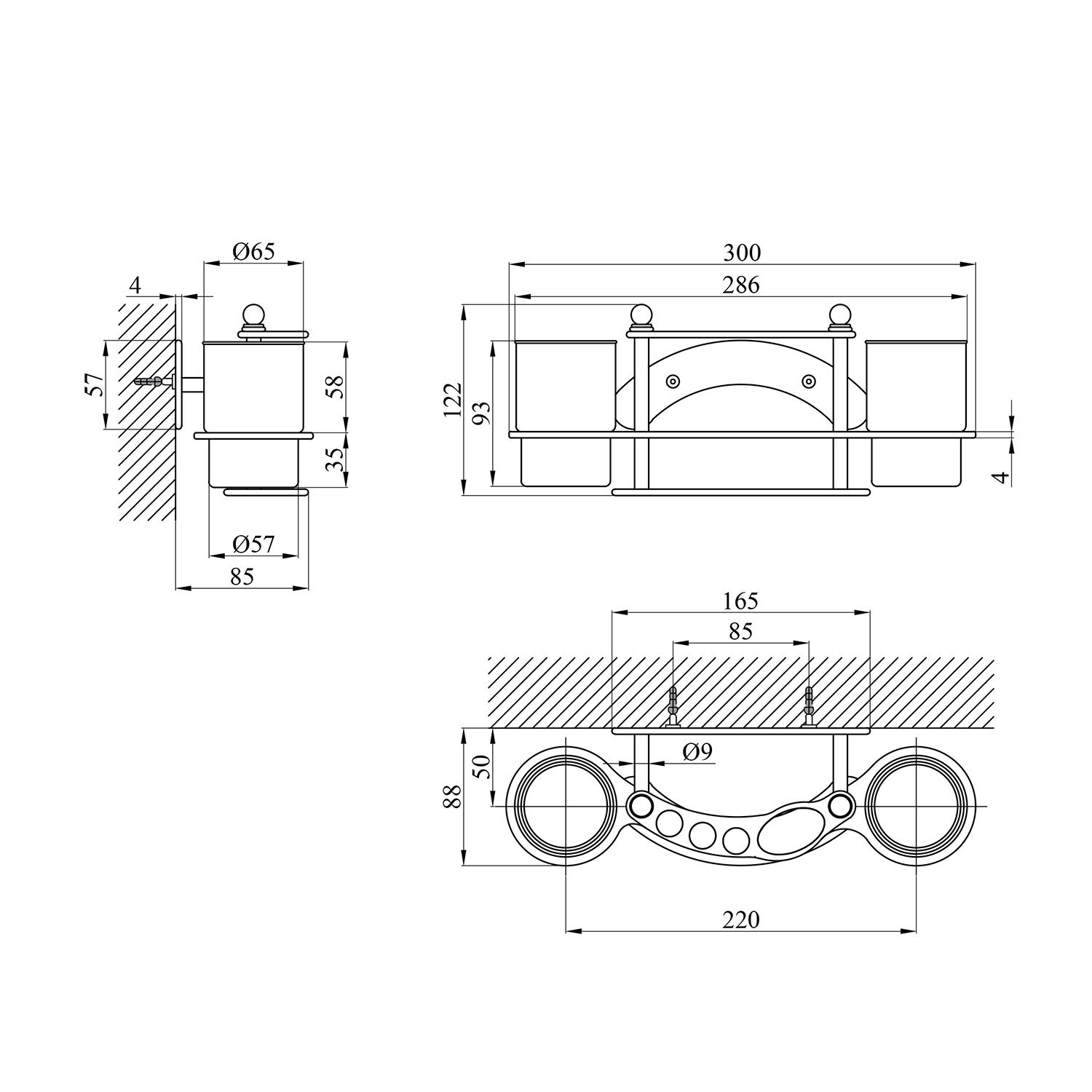 Стакан для ванной комнаты Kroner KRM Rizze ACC311 двойной с держателем зубных щеток (CV022906) - фото 2 Стакан для ванной комнаты Kroner KRM Rizze ACC311 двойной с держателем зубных щеток (CV022906) - фото 2