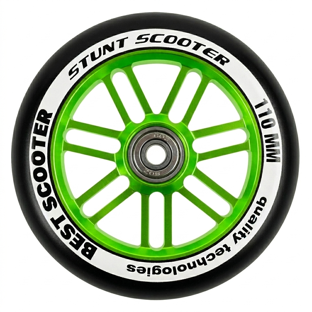 Колесо на трюковой самокат Best Scooter металл 110 мм Черно-зеленый (VL-LZ010)