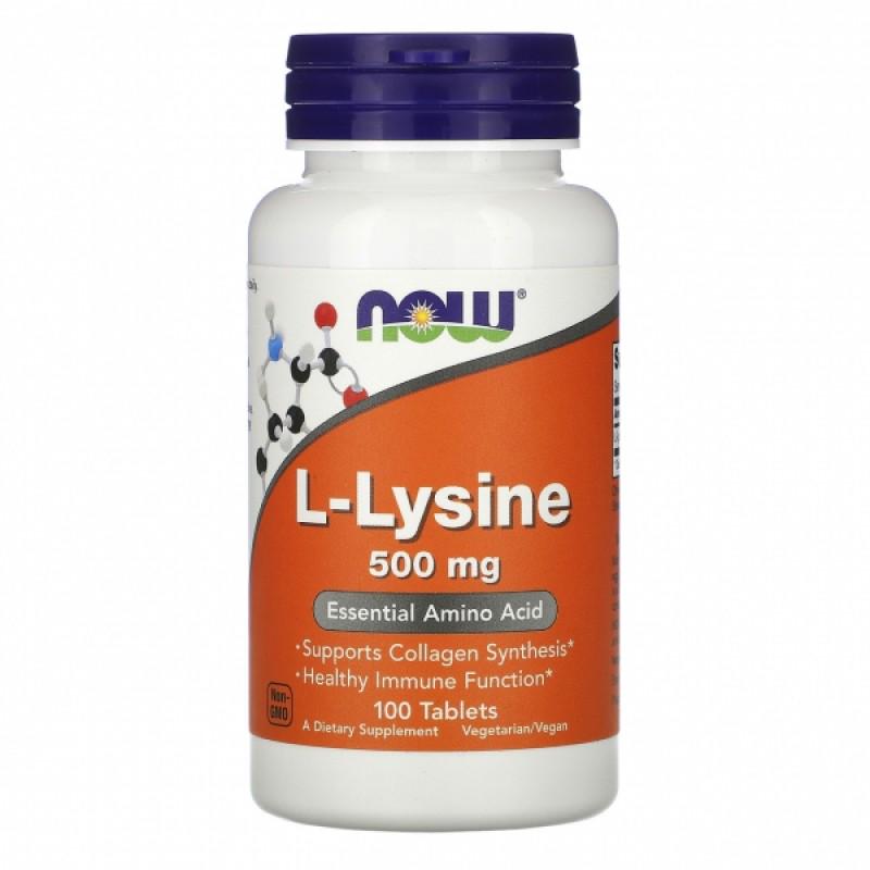 Натуральна добавка Now Foods L-Lysine 500 мг 100 таблеток (NOW-00100)