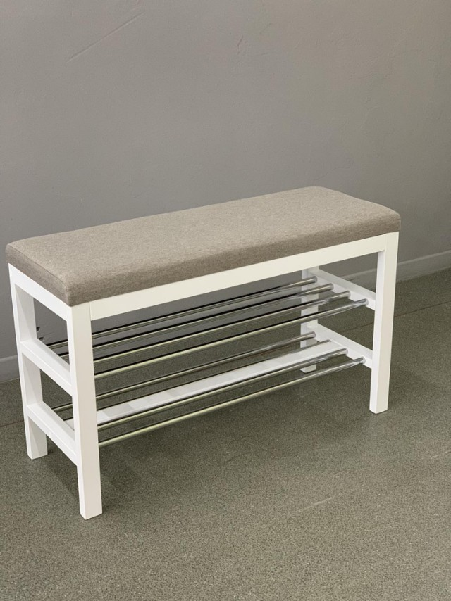 Банкетка с двумя полками Fusion furniture Глория 80х33х45 см Белый