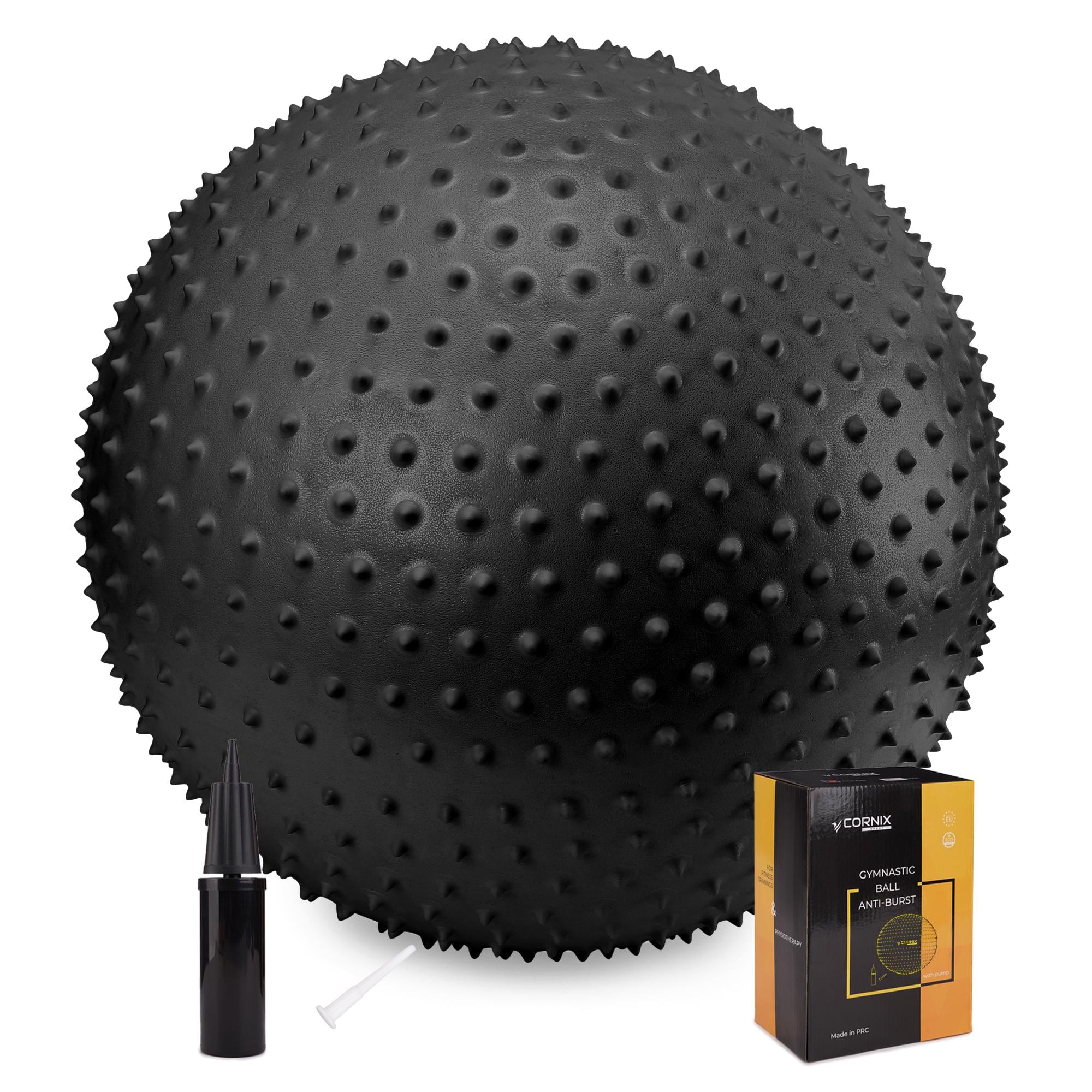 Фітбол для фітнесу масажний Cornix Anti-Burst XR-0466 55 см Black