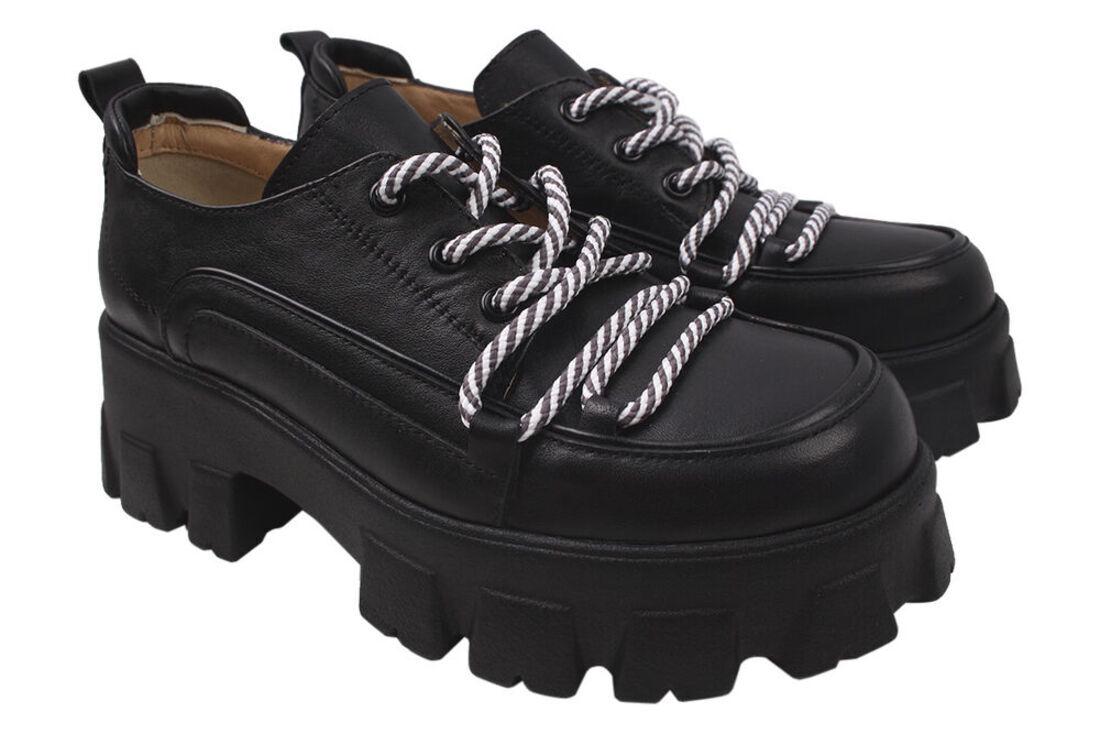 Туфли Aquamarin на платформе женские из кожи р. 36 Черный (1729-20DTC)