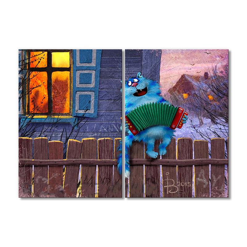 Модульная картина Серенада на заборе 2 модуля 80x120 см