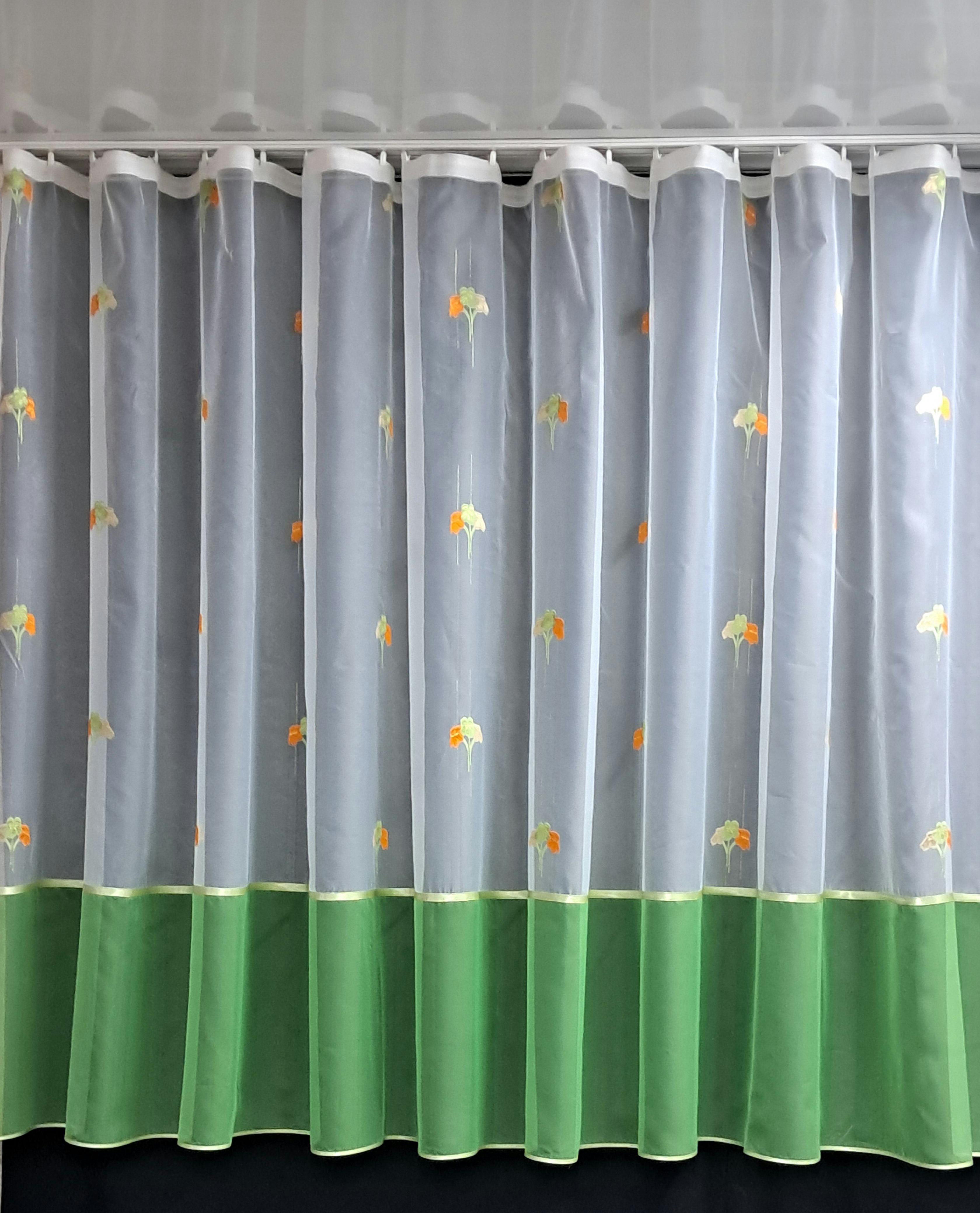 Гардина из шифона 170х400 см Белый/Зеленый (1247.1) - фото 1