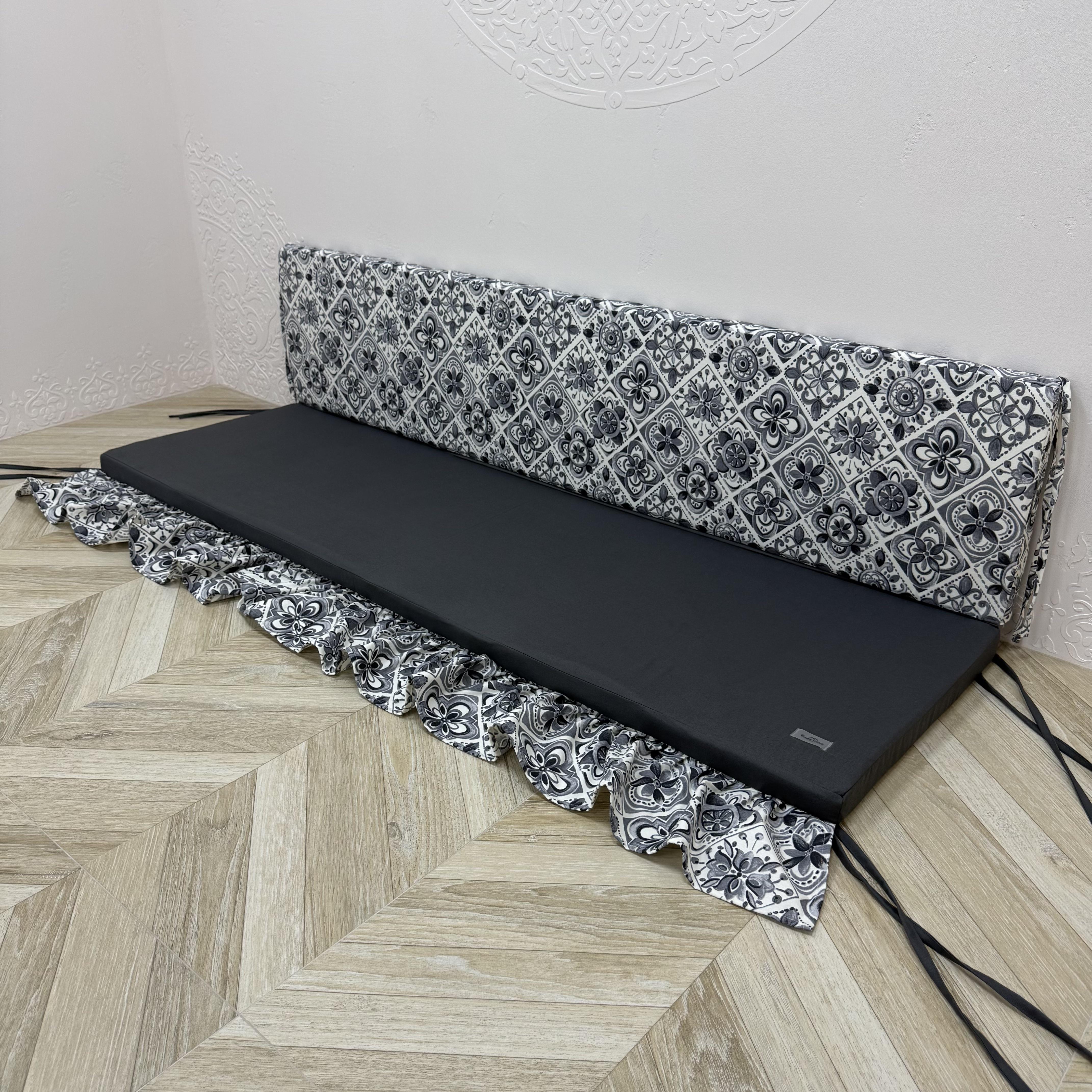 Матрас Comfort Home Azulejo grey на поддоны/качели/каркасы/садовую мебель с рюшей панама 140х60х40х8 см
