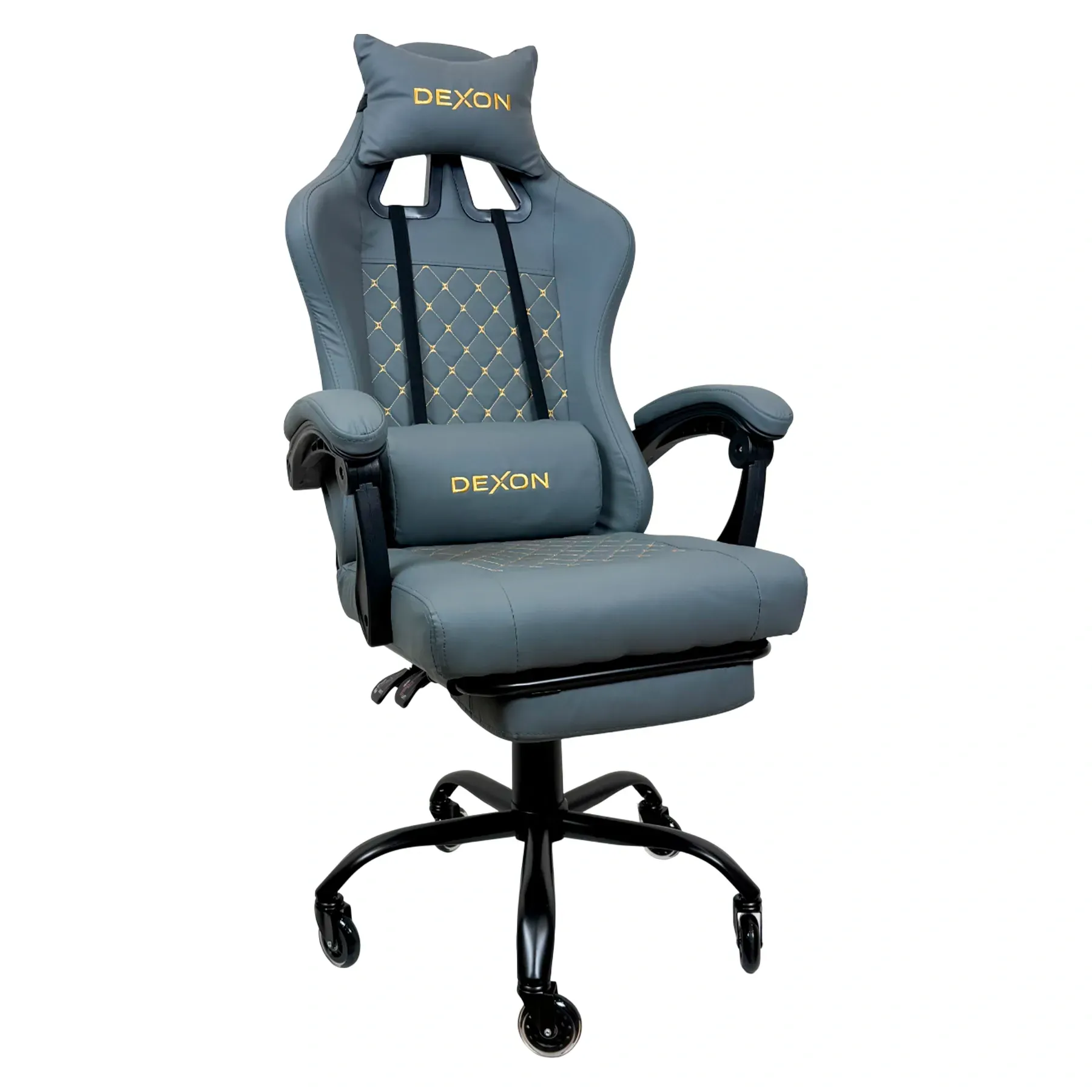 Кресло геймерское DEXON ECLIPSE с подставкой для ног экокожа антикогть Серый (40299)