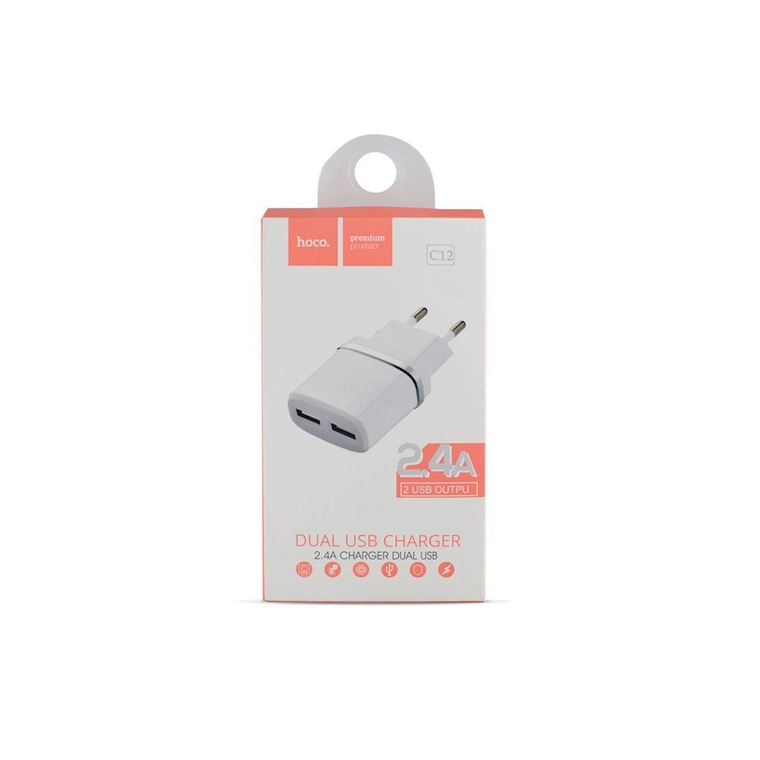 Зарядний пристрій Hoco C12 Smart dual USB charger 12W White (6957531047759)