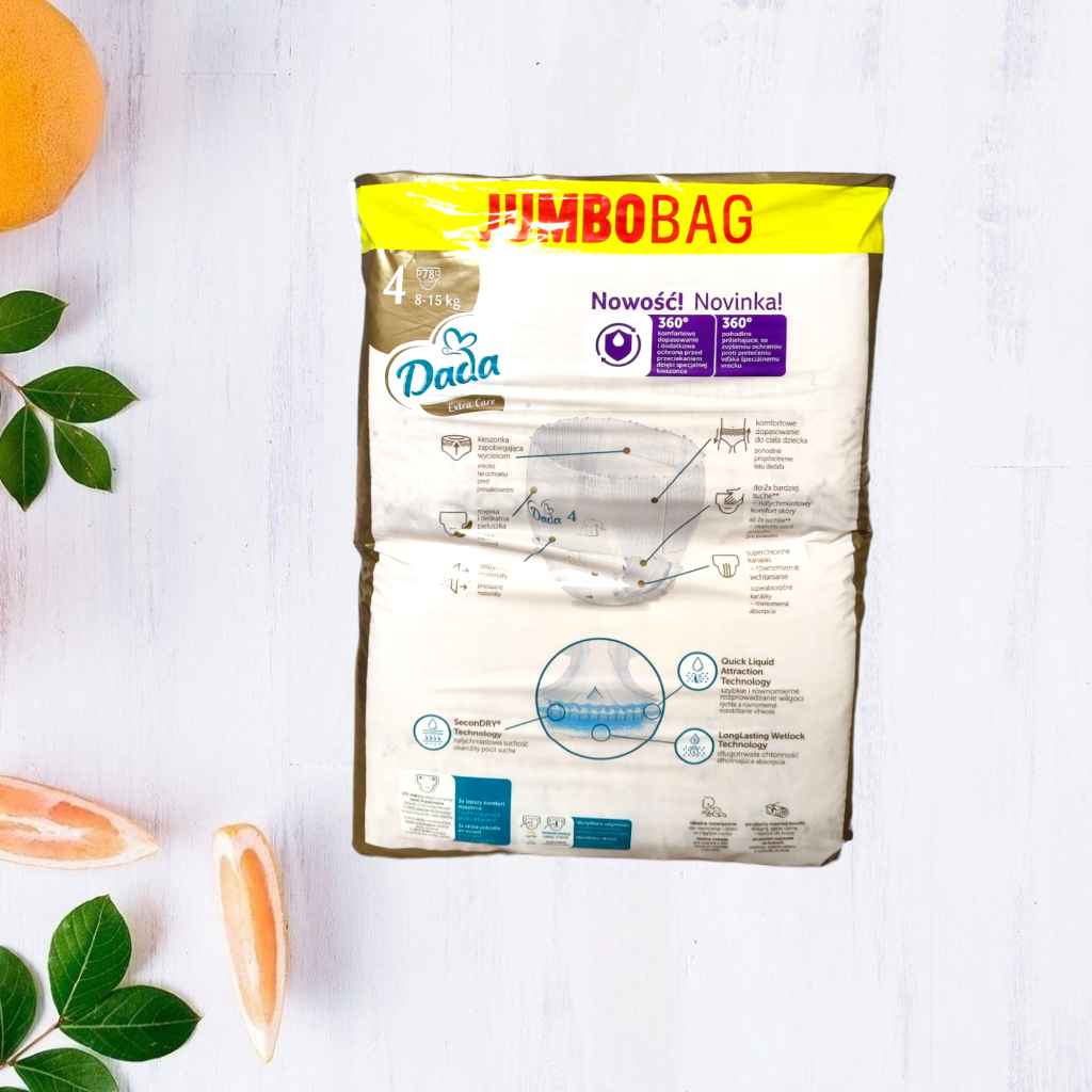 Підгузки-трусики Dada Extra Care Jumbobag 4 8-15кг 78шт - фото 2 Підгузки-трусики Dada Extra Care Jumbobag 4 8-15кг 78шт - фото 2